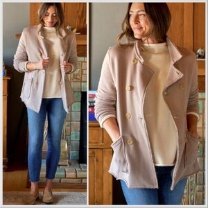 NWOT Frank & Eileen Lab Belfast Biscotti taupe Triple Fleece Peacoat Beige Sz S